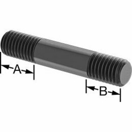 BSC PREFERRED Black-Oxide Steel Threaded on Both Ends Stud M12 x 1.75mm Thread 20mm and 16mm Thread len 65mm Long 93210A050